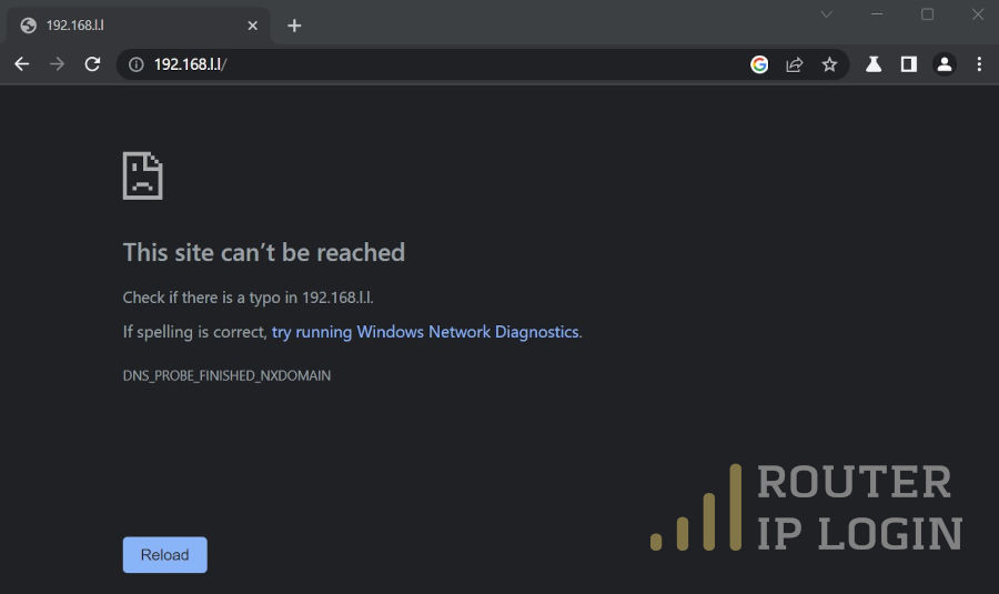 Opening 192.168.l.l in Chrome - Can't be Reached