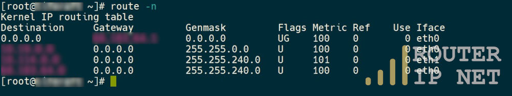 Linux Terminal route -n output